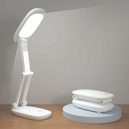 LED Desk Lamp for Office Home and Battery Operated Lamp Rechargeable Lamp Foldable and Portable Light, Reading Lamp, White