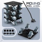 Furniture Moving Dolly 4 Wheel Mover Trolley Lifter Slider Tool Set 360 Degree Swivel Heavy Duty Steel Equipment Bed Sofa Piano Safe Appliance 500kg