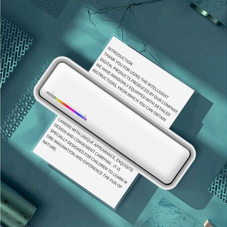 Portable Printer Wireless, Bluetooth Thermal Printer with 5 Rolls Thermal Paper, Inkless Compatible with iOS, Android for Office and Home (White)