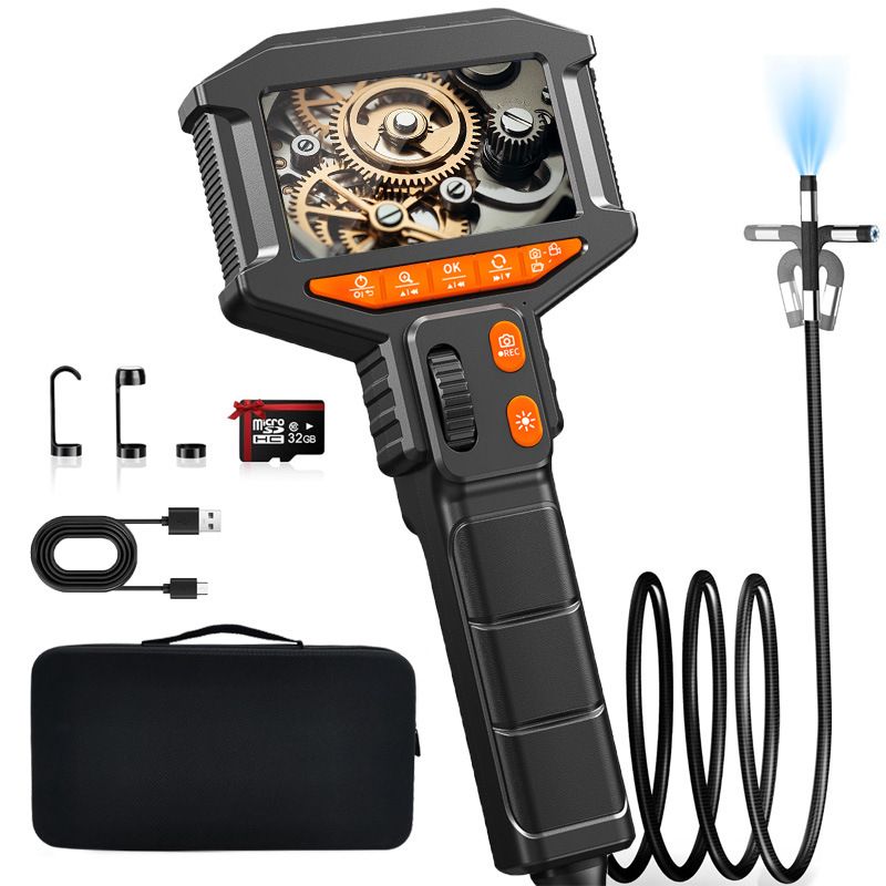 Two-Way Articulating Borescope Camera with Light Endoscope Inspection Snake Camera with 0.33in Articulated Probe for Mechanic Automotive Engine Wall