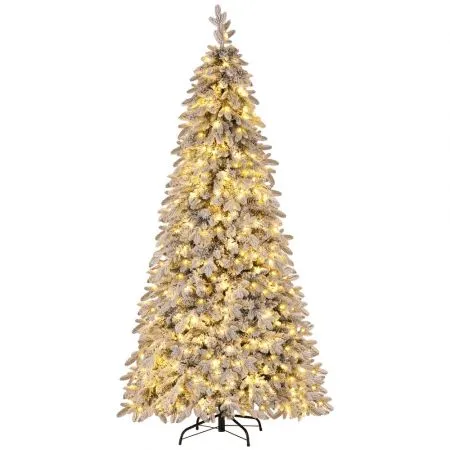 Jingle Jollys Christmas Tree 2.1m Flocking Pencil Tree LED Xmas 860 Tips White
