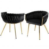 1 Set of 2 Artiss Dining Chairs Velvet Armchair Black