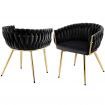 1 Set of 2 Artiss Dining Chairs Velvet Armchair Black