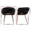 1 Set of 2 Artiss Dining Chairs Velvet Armchair Black