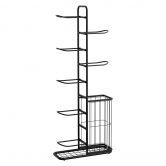 Everfit Ball Storage Rack Sports Equipment Organizer 7-Tier with Basket for Garage Gym Black
