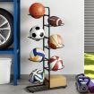 Everfit Ball Storage Rack Sports Equipment Organizer 7-Tier Holder for Garage Gym Black