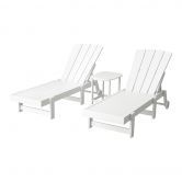 Gardeon Sun Lounge Lounger Table and Chairs Beach Chair Adirondack HDPE Patio Outdoor Furniture Wheels White