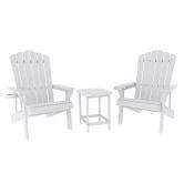 Gardeon Outdoor Table and Chairs HDPE Adirondack Beach Chair Sun Lounge Patio Furniture Garden White