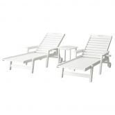 Gardeon Sun Lounge Lounger Beach Chair HDPE Patio Outdoor Furniture with Wheels White