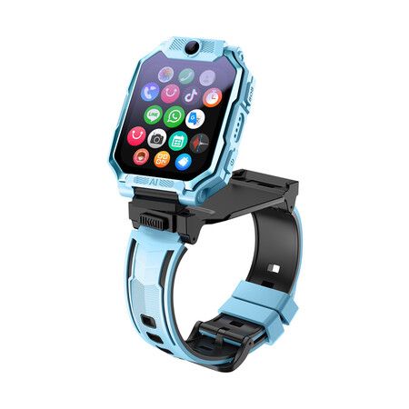 4G Smart Watch for Kids with GPS Tracker Video Calling, Text Voice and Whatsapp, SOS, Pedometer, Class Mode for Boys Girls Birthday Gifts (Blue)