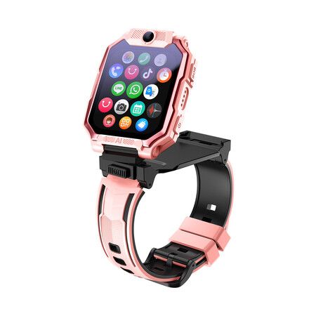 4G Smart Watch for Kids with GPS Tracker Video Calling, Text Voice and Whatsapp, SOS, Pedometer, Class Mode for Boys Girls Birthday Gifts (Pink)