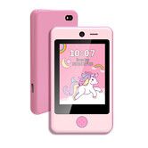 Kids Phone Touch Screen Cell Phone with 2 Camera Games Alarm Clock MP3 Music Player Phones for Kids Christmas Birthday Gifts Toys (Pink)