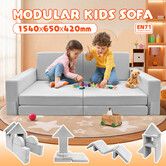 Kids Sofa Play Set Modular Couch 12Pcs Sectional Chaise Lounge Chair Ball Pit Toddler Comfy Bed DIY Activity Centre Playroom Floor Cushion Convertible