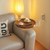 Folding Table Wall Mounted Small Round Tray Wall Mounted Floating Table with 180° Rotatable & Retractable Design