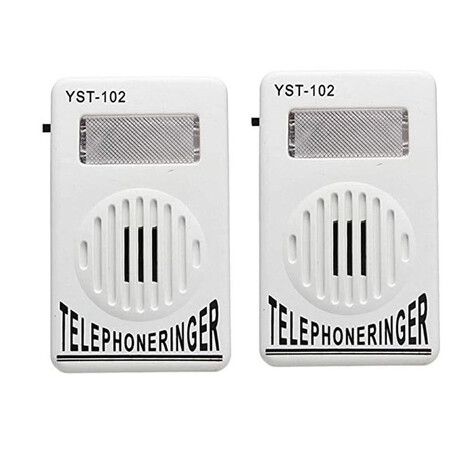 2Pcs White Telephone Ringer Amplifier Bell Extra-Loud Telephone/Phone Ringer Use Safety Small in Size, Landline Phones,Telephones and Accessories