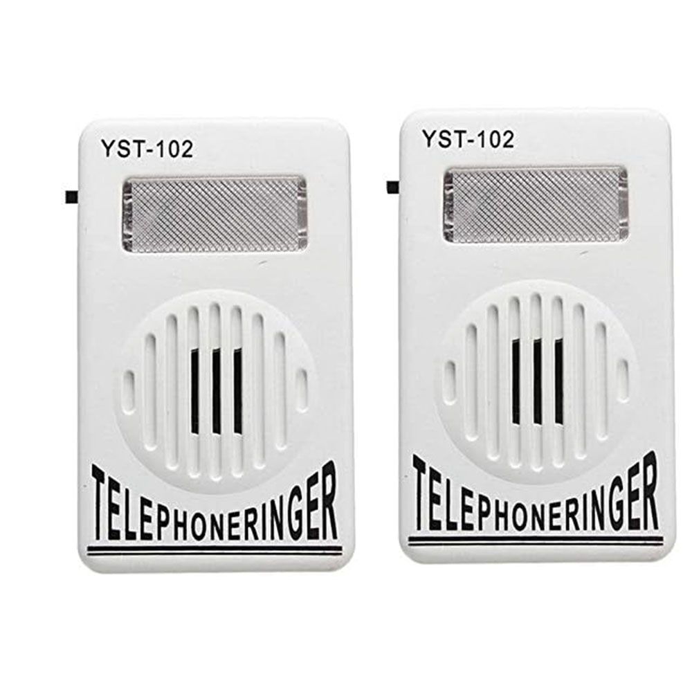 2Pcs White Telephone Ringer Amplifier Bell Extra-Loud Telephone/Phone ...