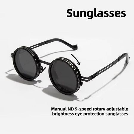 Adjustable Sunglasses Tint Polarized For Women Men,1-9 Gear Manual Tint Control with ND Filter Color Black