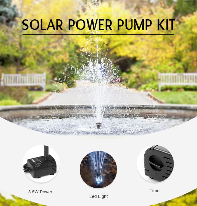 3.5W Solar Power Fountain/Pond/Pool Water Feature Pump Kit with Timer