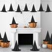 12 PCS Witch Hats,Thickened Hanging Witches Hat Halloween Decor,Black Wizard Hat with 32M Rope Witches Hats to Hang from Ceiling