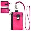 Minimalist RFID Blocking Small Wallet with ID Window,WaterResistant Zip Id Case Wallet with Lanyard Keychain for Cards,Cash,Travel,Women,Men (Pink)