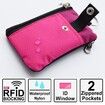Minimalist RFID Blocking Small Wallet with ID Window,WaterResistant Zip Id Case Wallet with Lanyard Keychain for Cards,Cash,Travel,Women,Men (Pink)