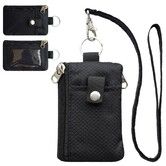 Minimalist RFID Blocking Small Wallet with ID Window,WaterResistant Zip Id Case Wallet with Lanyard Keychain for Cards,Cash,Travel,Women,Men (Black)