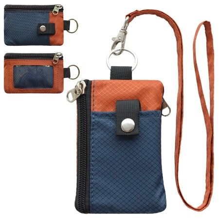 Minimalist RFID Blocking Small Wallet with ID Window,WaterResistant Zip Id Case Wallet with Lanyard Keychain for Cards,Cash,Travel,Women,Men