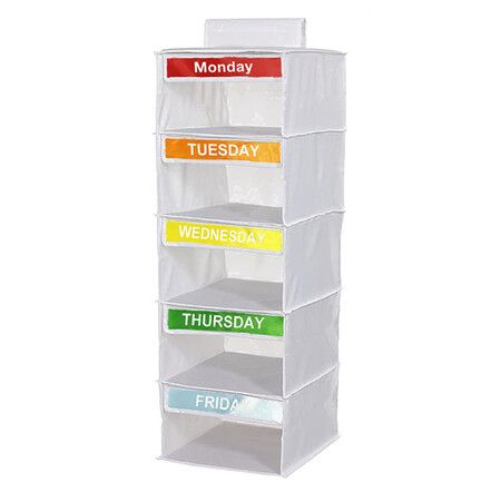 Weekly Clothes Organizer For Daily Clothes Monday To Friday Clothes Organizer Closet Organizer Color White