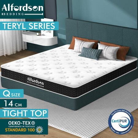 ALFORDSON Mattress 14CM Queen Bed Tight Top Spring Foam Bedding Medium Firm