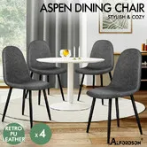 ALFORDSON 4x Dining Chairs Kitchen Lounge Cafe Seat Retro PU Faux Leather Grey