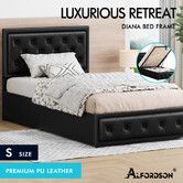 ALFORDSON Bed Frame Single Size Gas Lift Storage Mattress Base Leather DIANA