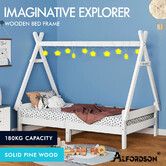 ALFORDSON Kids Bed Frame Wooden Timber Single House Frame Platform Base ESTELLE