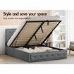 ALFORDSON Bed Frame Queen Size Gas Lift Storage Mattress Base Fabric Grey DIANA