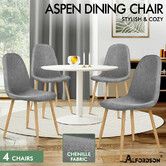 ALFORDSON 4x Dining Chair Kitchen Accent Cafe Lounge Padded Seat Chenille Grey