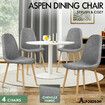 ALFORDSON 4x Dining Chair Kitchen Accent Cafe Lounge Padded Seat Chenille Grey
