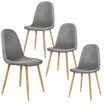 ALFORDSON 4x Dining Chair Kitchen Accent Cafe Lounge Padded Seat Chenille Grey