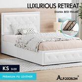 ALFORDSON Bed Frame King Single Gas Lift Storage Mattress Base Leather DIANA