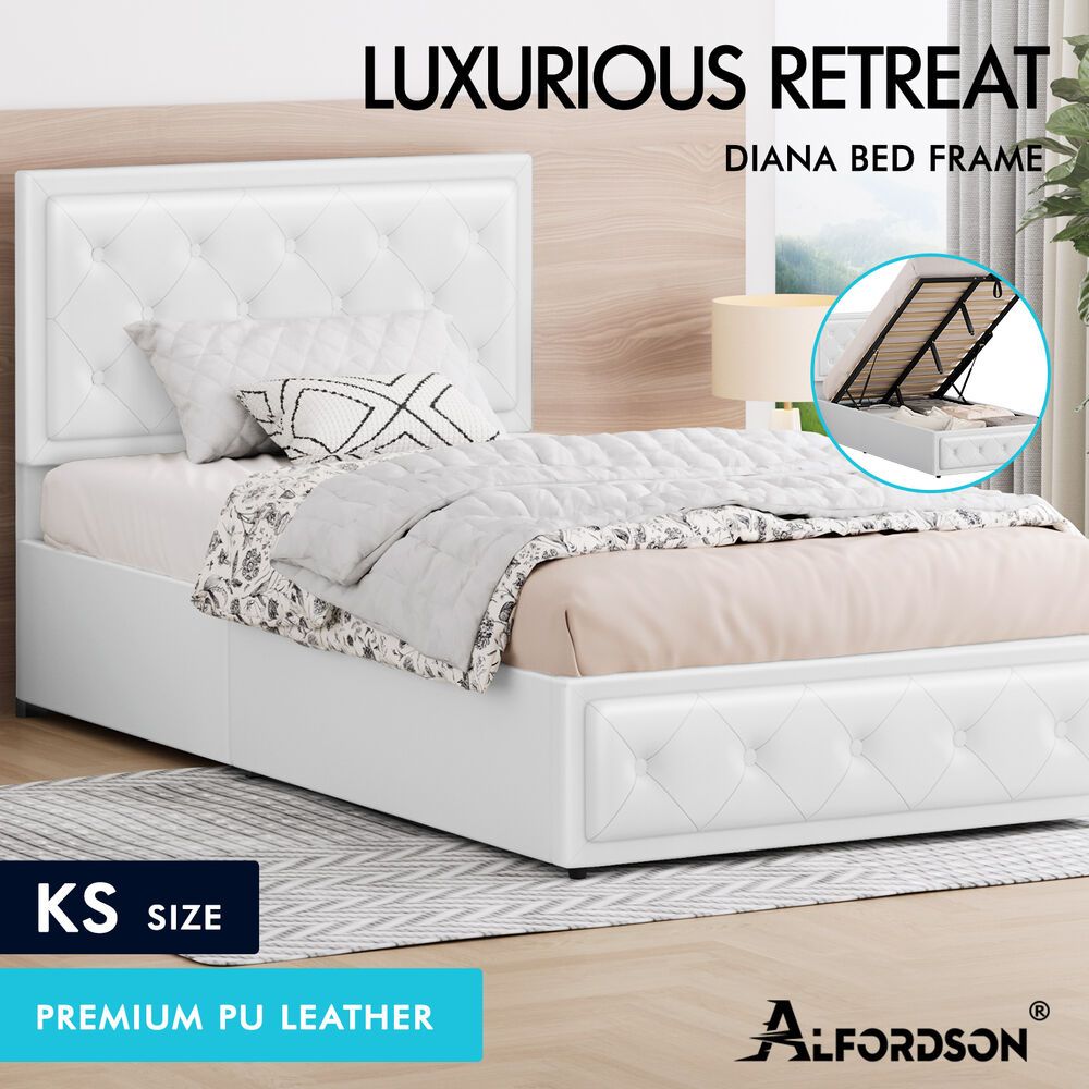 ALFORDSON Bed Frame King Single Gas Lift Storage Mattress Base Leather DIANA