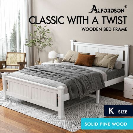 ALFORDSON Bed Frame Wooden Timber King Size Mattress Base Platform Arne
