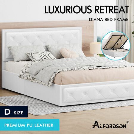ALFORDSON Bed Frame Double Size Gas Lift Storage Mattress Base Leather DIANA