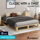 ALFORDSON Bed Frame Wooden Timber Queen Size Mattress Base Platform Oak JACOB