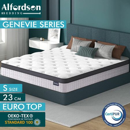 ALFORDSON Mattress 23CM Single Bed Euro Top Spring Foam Bedding Medium Firm