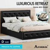 ALFORDSON Bed Frame Double Size Gas Lift Storage Mattress Base Leather DIANA