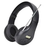 Portable Personal FM Radio Headphones with Best Reception, Wireless Headset FM Radio Ear Muffs for Walking, Jogging, Black