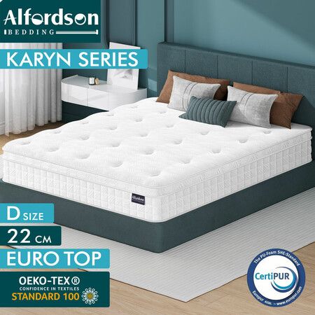 ALFORDSON Mattress 22CM Double Bed Euro Top Spring Foam Bedding Medium Firm