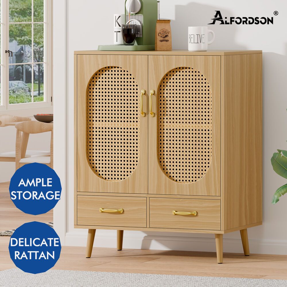 ALFORDSON Buffet Sideboard Rattan Storage Cabinet Cupboard Doors Drawers Pantry