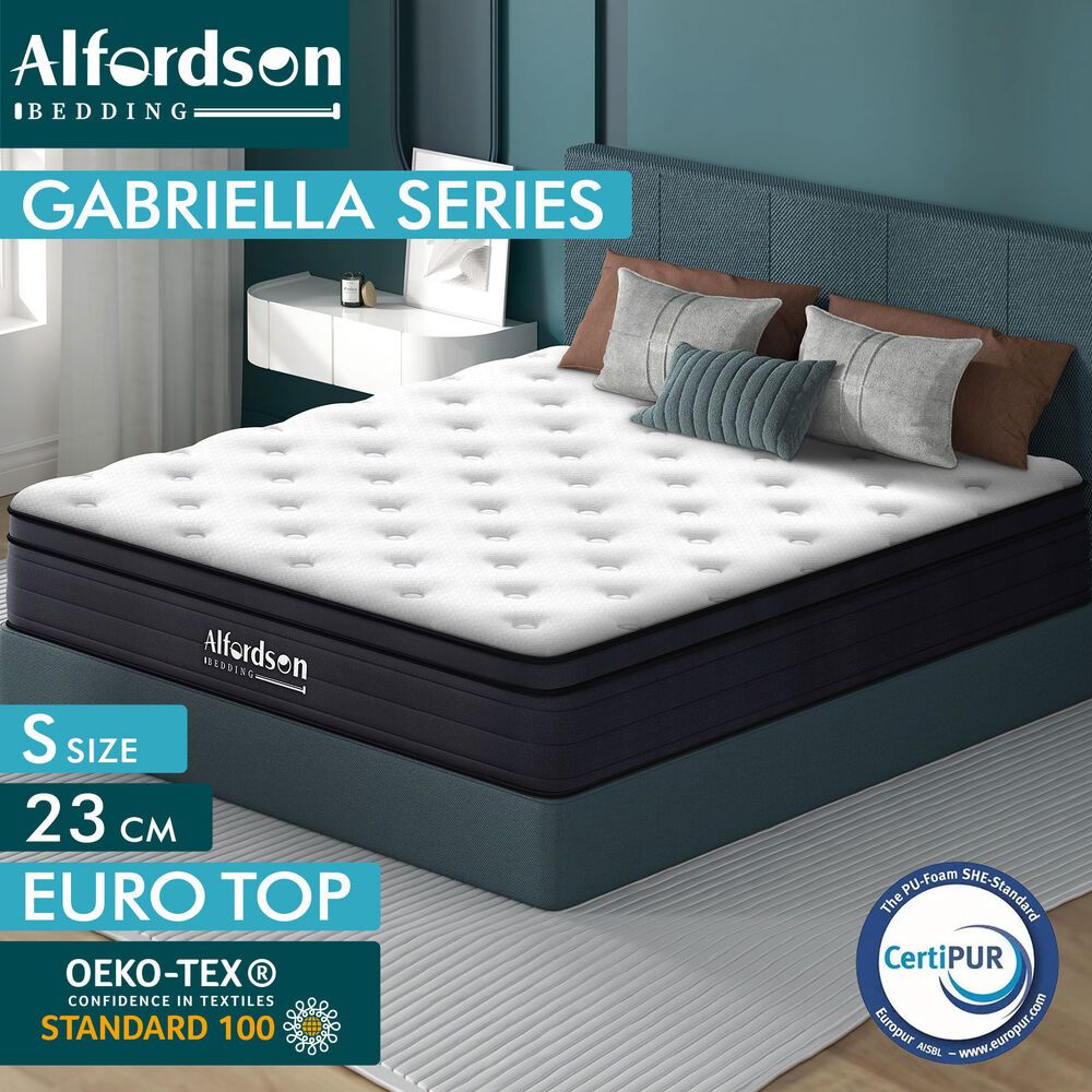 ALFORDSON Mattress Single Bed Euro Top Spring Foam Bedding 23CM Medium Firm