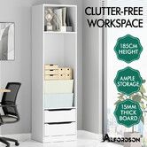 ALFORDSON Chest of 2 Drawers Office Storage Cabinet Tallboy Bedroom Black