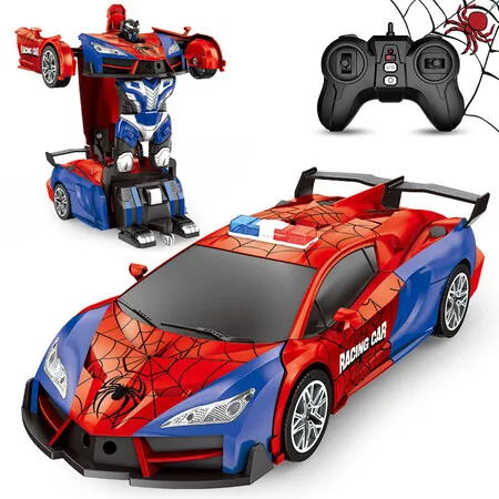 2.4Ghz Transforming Robot Car 1:18 Scale Remote Control Car One Button Transformation to Robot with Flashing Light 360 Degree Rotation