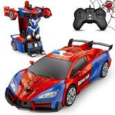2.4Ghz Transforming Robot Car 1:18 Scale Remote Control Car One Button Transformation to Robot with Flashing Light 360 Degree Rotation